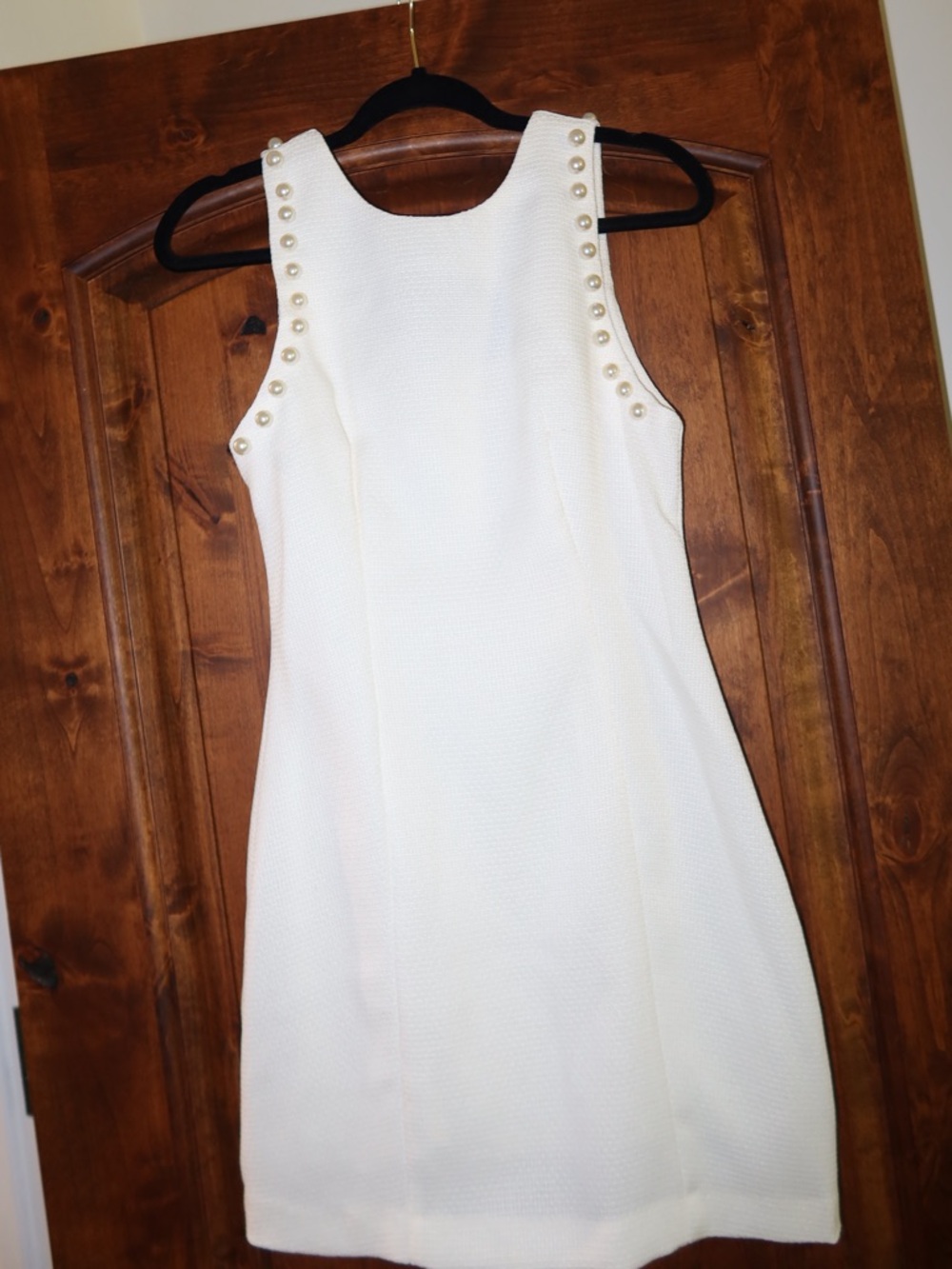 Ivory Textured Dress with Pearls